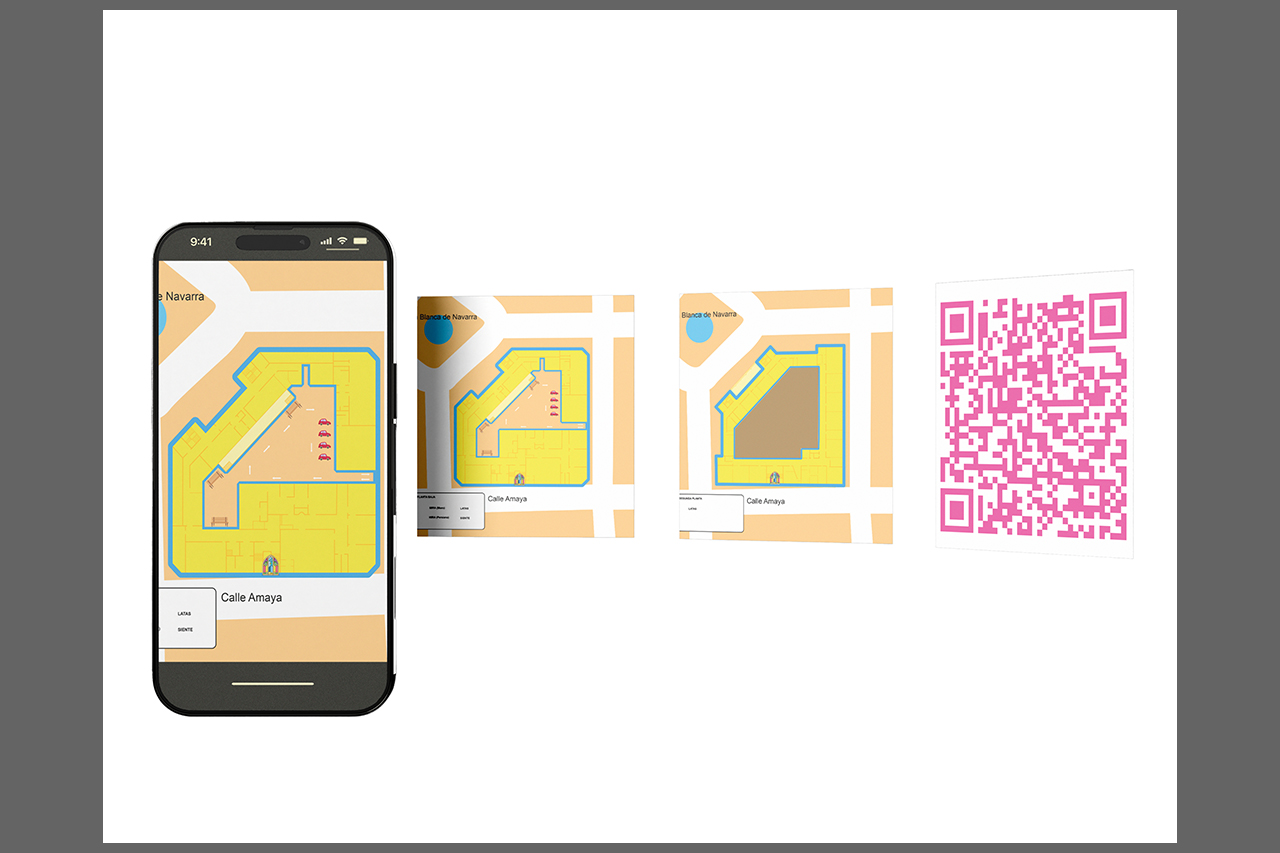 Maquetación de un mapa para movil, sobre la EASD de Pamplona (Mockup)